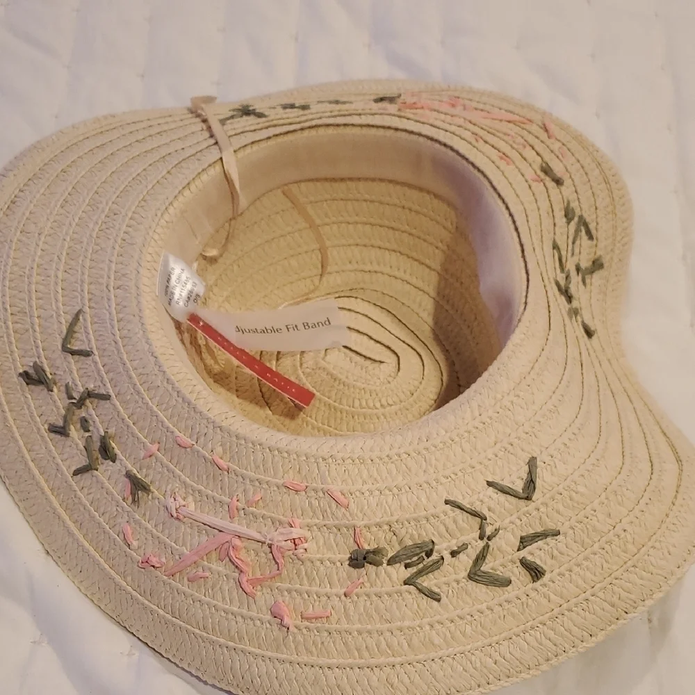 NWT Kelly & Katie Tan and Pink Floral Sun Hat